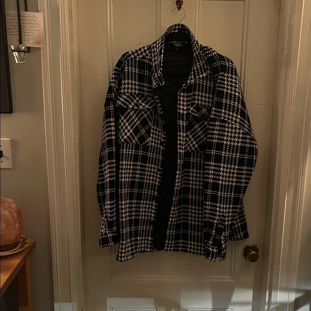 Black and White Plaid Men's Jacket
